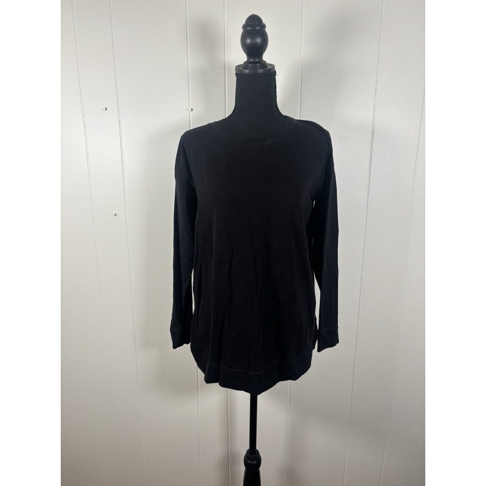 Eileen Fisher Black Long Sleeves Tunic T Shirt Top Soft No Material Tag Xs